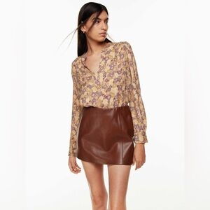 Wilfred Ava Blouse Ling Sleeve Sandy Beige Reverie Purple Floral Motif